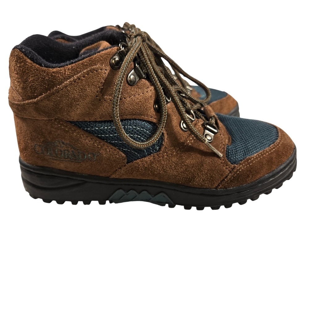 Colorado‎ Brown Suede Teal Mesh Hiking Boots Mid Top Lace Up Rugged Gorpcore